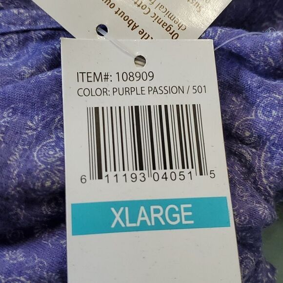 EARTH YOGA,  LIGHT WEIGHT TOP IS NWT. Size XL, purple long sleeve tunic. - Picture 7 of 9